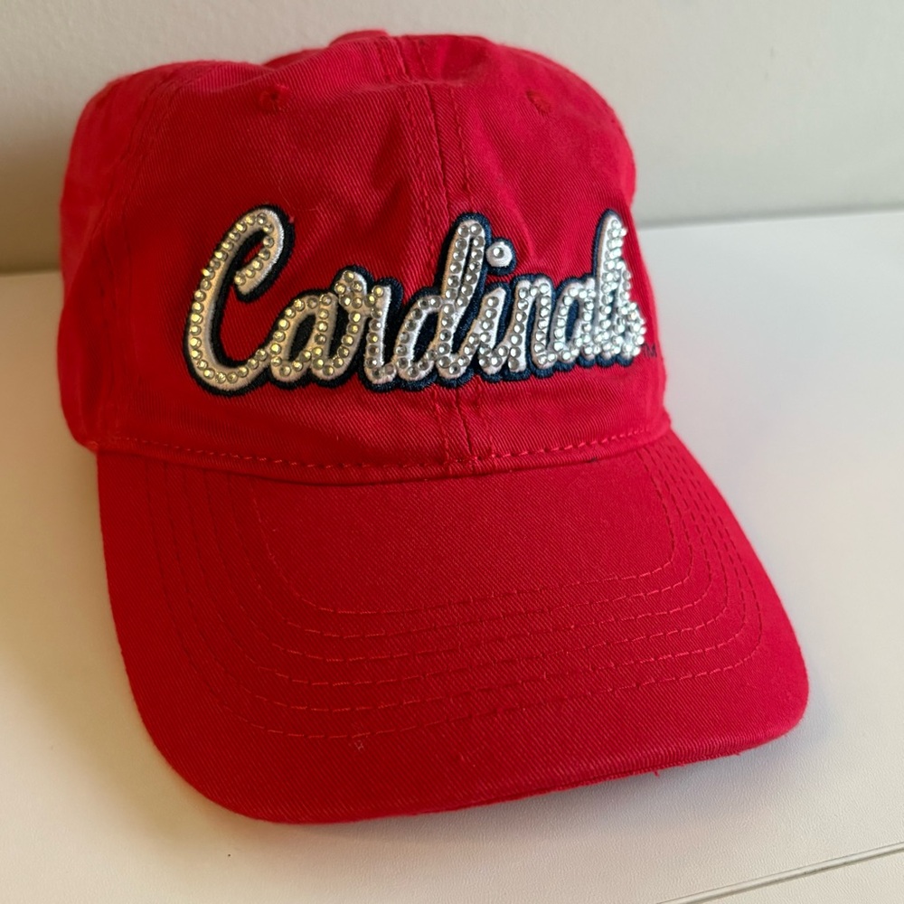 St. Louis Cardinals Rhinestone Baseball Cap Red Adjustable Hat Women’s